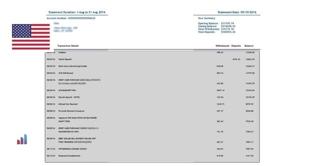 USA Bank Statements Image OCR Datasets