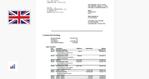 Uk Bank statements Image OCR Datasets